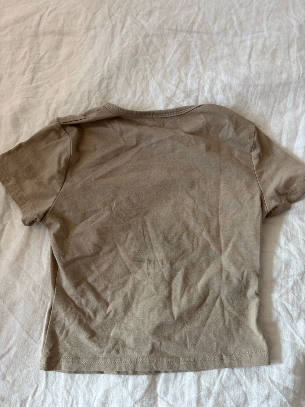 Beige Women's Graphic Crop Top with Colorful Mushroom Print - Picture 3 of 3